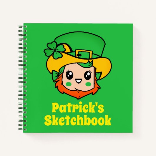Leprechaun Personalisiert Kid Sketchbook Notebook Notizblock (Vorderseite)
