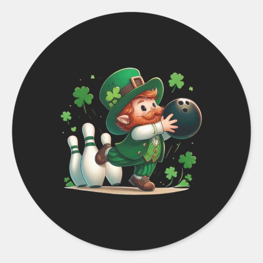 Leprechaun Playing Bowling St Patrick's Day Shamro Runder Aufkleber (Vorderseite)