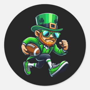 Leprechaun Playing Football St Patricks Day Sport Runder Aufkleber