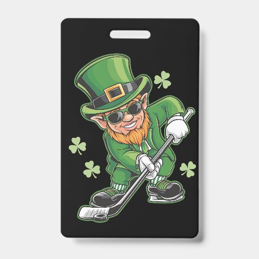 Leprechaun Playing Hockey St Patrick's Day Ausweis (Vorderseite)