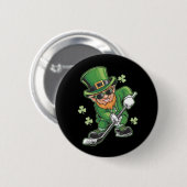 Leprechaun Playing Hockey St Patrick's Day Button (Vorne & Hinten)