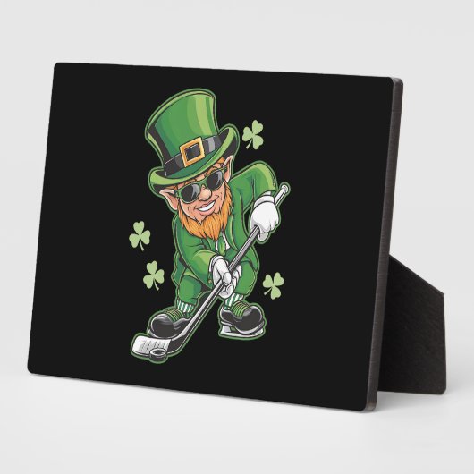 Leprechaun Playing Hockey St Patrick's Day Fotoplatte (Seite)