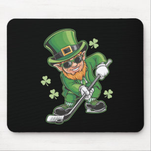 Leprechaun Playing Hockey St Patrick's Day Mousepad