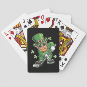 Leprechaun Playing Hockey St Patrick's Day Spielkarten