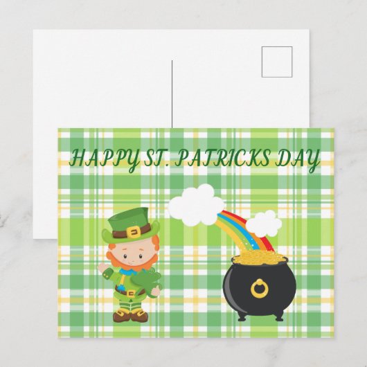 Leprechaun & Pot of Gold. Postkarte (Vorne/Hinten)