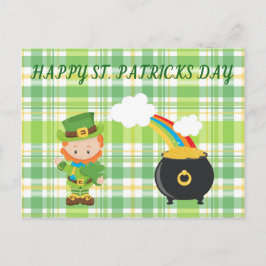 Leprechaun & Pot of Gold. Postkarte