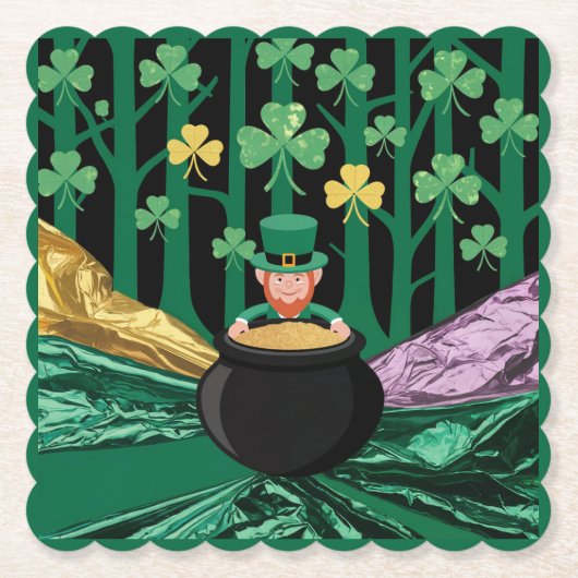 Leprechaun Pot of Gold Untersetzer Set (Vorderseite)