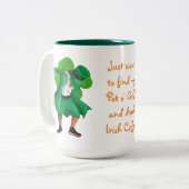 Leprechaun Pot o'Gold Rainbow Irish Coffee Zweifarbige Tasse (Vorderseite Links)