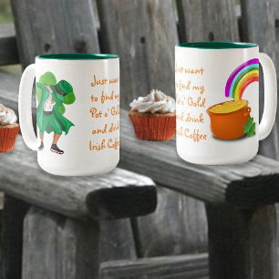 Leprechaun Pot o'Gold Regenbogen Irish Coffee Zweifarbige Tasse
