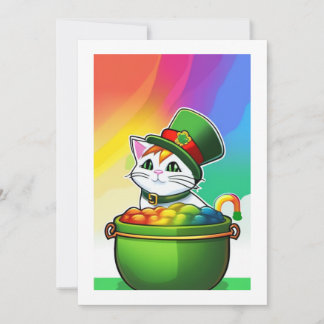 Leprechaun Rainbow Cat Feiertagskarte