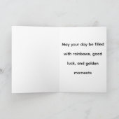 Leprechaun Rainbow Gold Pot Green Cartoon Karte (Innenseite)