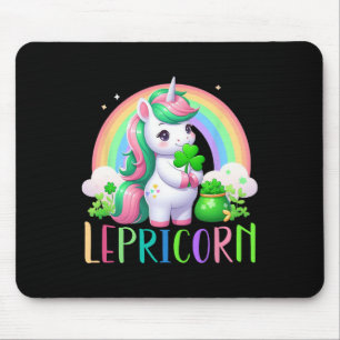 Leprechaun Regenbogen St Patricks Tag Einhorn Mädc Mousepad