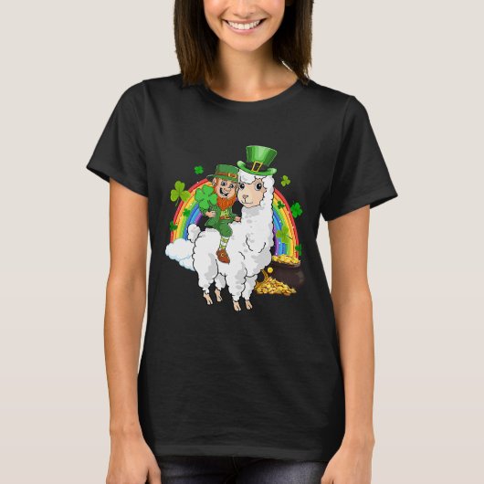 Leprechaun Ride Llama Alpaca St. Patricks Day T-Shirt (Vorderseite)
