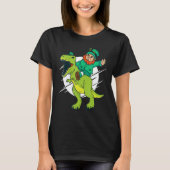 Leprechaun Riding A T Rex Dinosaur Funny St Patric T-Shirt (Vorderseite)