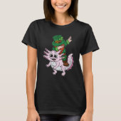 Leprechaun Riding Axolotl St Patricks Day Irish Sa T-Shirt (Vorderseite)