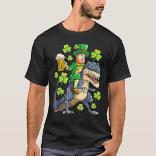 Leprechaun Riding Dinosaur Rex St Patricks Day Men T-Shirt