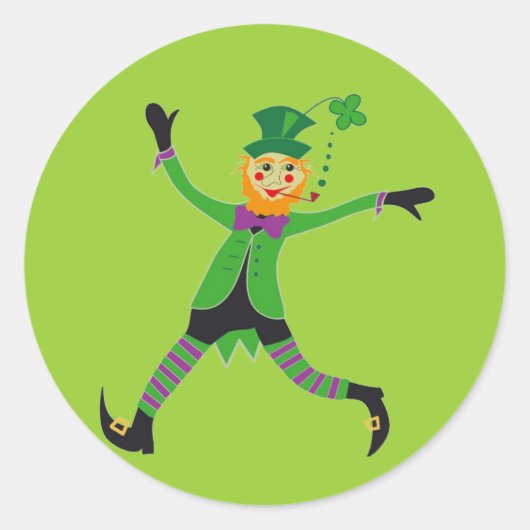 Leprechaun Runder Aufkleber (Vorderseite)