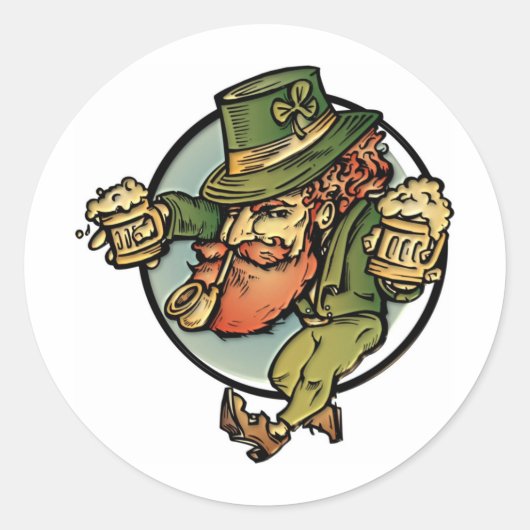Leprechaun Runder Aufkleber (Vorderseite)