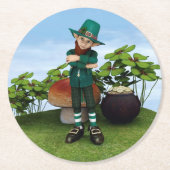 Leprechaun Runder Pappuntersetzer (Vorderseite)