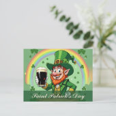 Leprechaun’s Cheers Beneath the Rainbow Postkarte (Stehend Vorderseite)