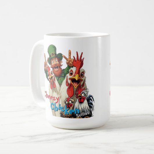 "Leprechaun Selfie" Chessy Chicken Selfies Kaffeetasse (Vorderseite Links)