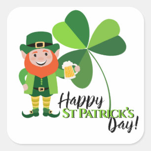 Leprechaun Shamrock Frohen St. Patrick’s Tag Quadratischer Aufkleber