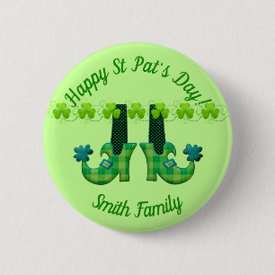 Leprechaun Shoes St Patrick's Day Button