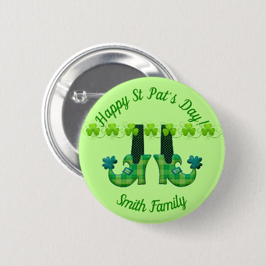 Leprechaun Shoes St Patrick's Day Button (Vorne & Hinten)