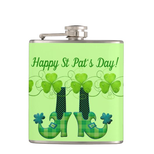 Leprechaun Shoes St Patrick's Day Flachmann (Vorderseite)