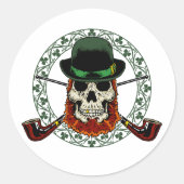 Leprechaun Skull Runder Aufkleber (Vorderseite)