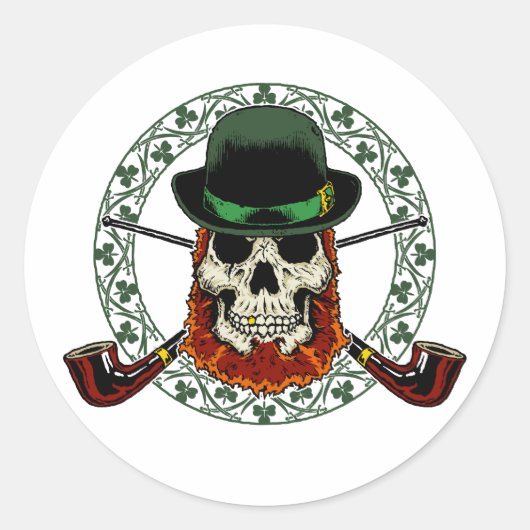 Leprechaun Skull Runder Aufkleber (Vorderseite)