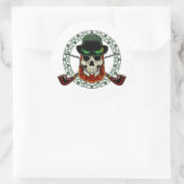 Leprechaun Skull Runder Aufkleber (Tasche)