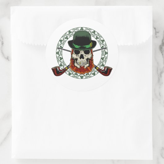 Leprechaun Skull Runder Aufkleber (Tasche)