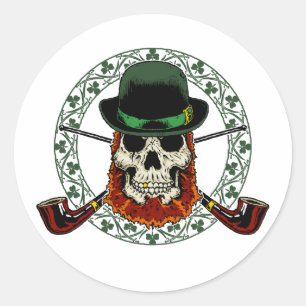 Leprechaun Skull Runder Aufkleber