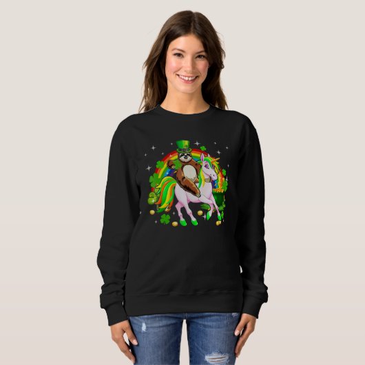 Leprechaun Sloth Riding Unicorn Saint Patrick's Da Sweatshirt (Vorne ganz)