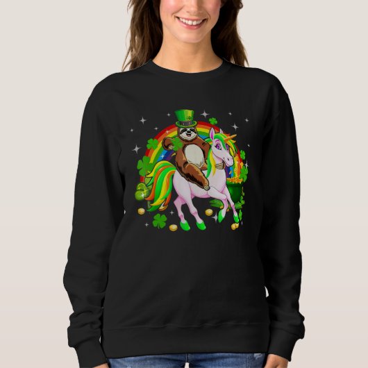 Leprechaun Sloth Riding Unicorn Saint Patrick's Da Sweatshirt (Vorderseite)