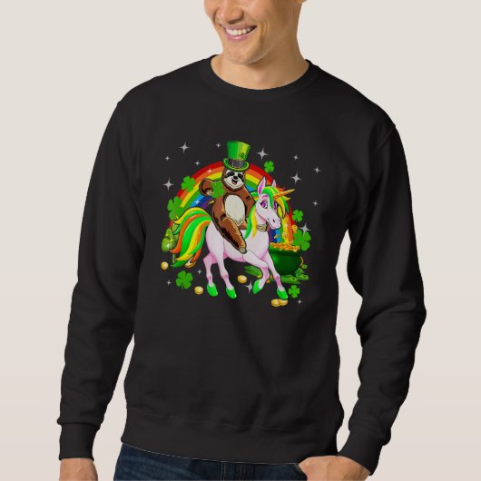 Leprechaun Sloth Riding Unicorn Saint Patrick's Da Sweatshirt (Vorderseite)