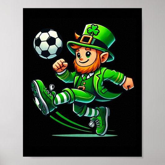 Leprechaun Soccer St Patricks Day Player Boys Men  Poster (Vorne)