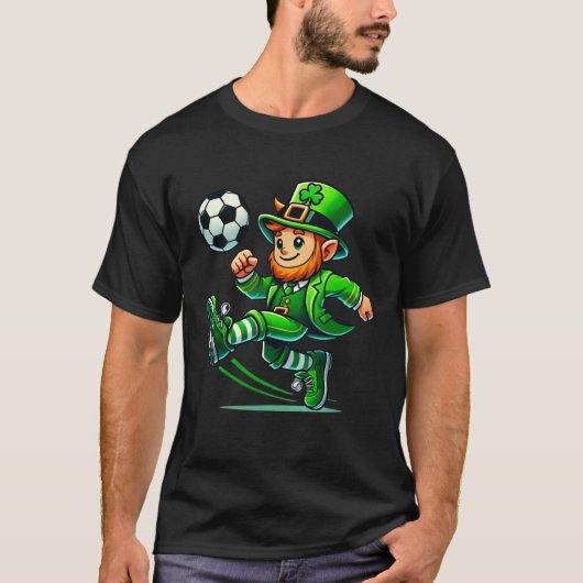 Leprechaun Soccer St Patricks Day Player Boys Men T-Shirt (Vorderseite)