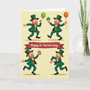 Leprechaun-Spaß Retro-Vektor-Artkarte Karte