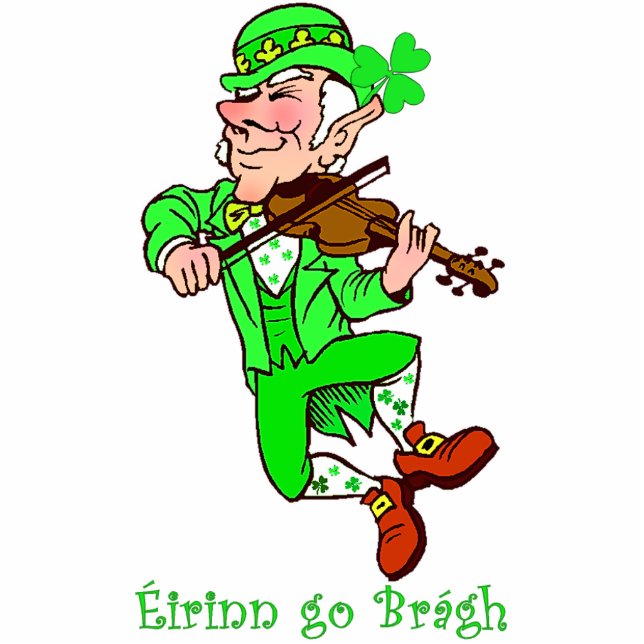 Leprechaun spielt Fiddle-Skulptur Freistehende Fotoskulptur (Vorne)