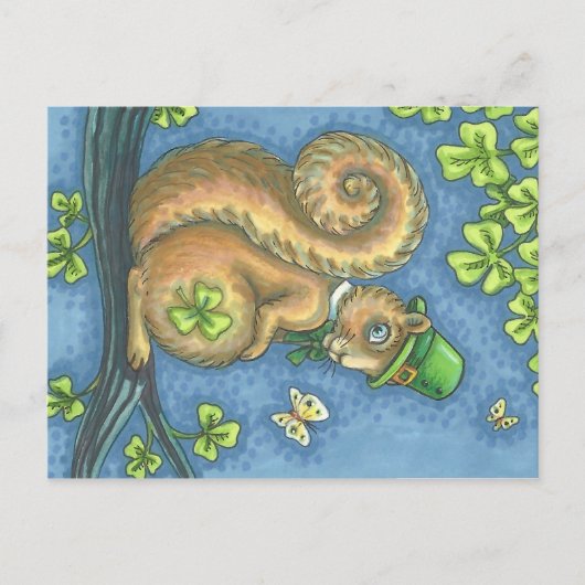 LEPRECHAUN SQUIRREL, ST. PATRICK'S DAY POSTCARD POSTKARTE (Vorderseite)