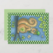 LEPRECHAUN SQUIRREL, ST. PATRICK'S DAY POSTCARD POSTKARTE (Vorne/Hinten)