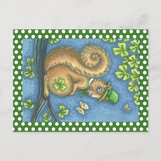 LEPRECHAUN SQUIRREL, ST. PATRICK'S DAY POSTCARD POSTKARTE (Vorderseite)