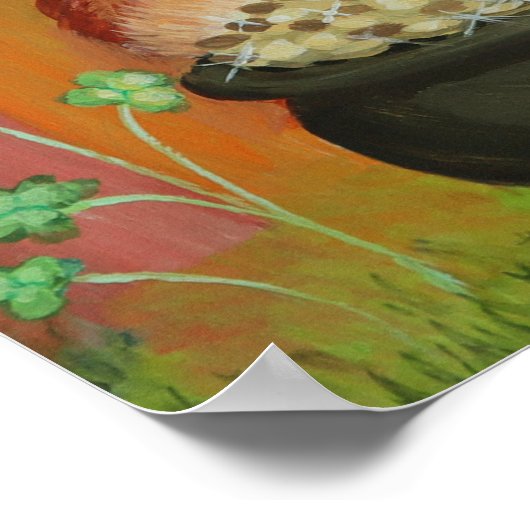 Leprechaun St. Patrick’s Day Tabby Cat Wall Art Poster (Ecke)