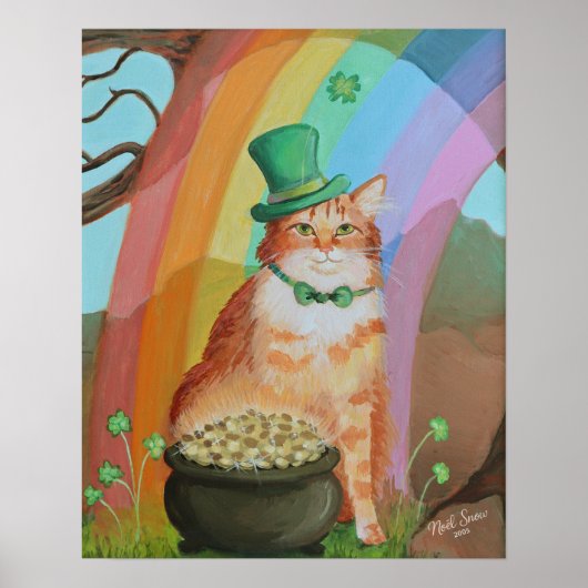 Leprechaun St. Patrick’s Day Tabby-Katze Wandkunst Poster (Vorne)