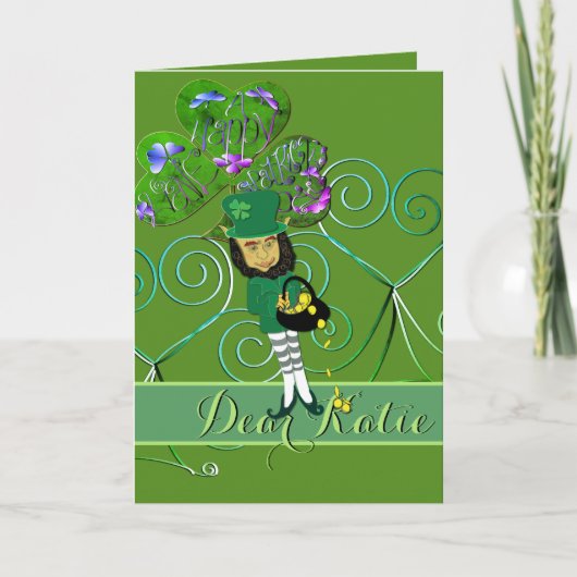 Leprechaun St. Patrick's Day Falted Grußkarte Karte (Vorderseite)