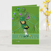 Leprechaun St. Patrick's Day Falted Grußkarte Karte (Gelbe Blume)