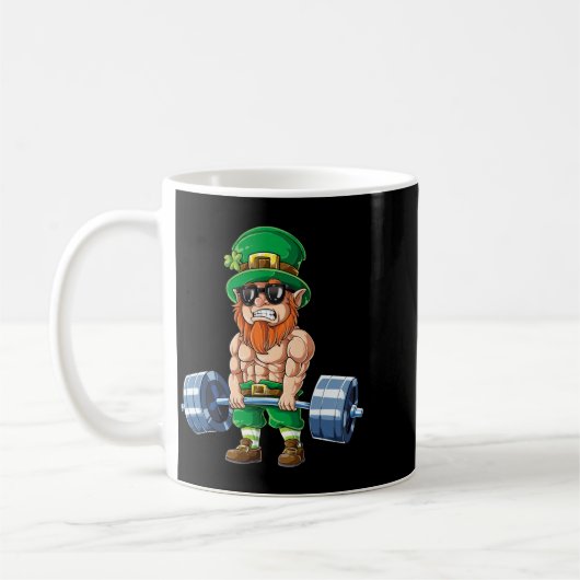 Leprechaun St. Patricks Day Gewichtheben Kaffeetasse (Links)