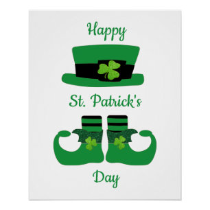 Leprechaun St. Patricks Day Green Black Poster